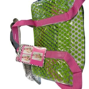 NWT Vibrant Green and Pink Polka Dot Baby Bag